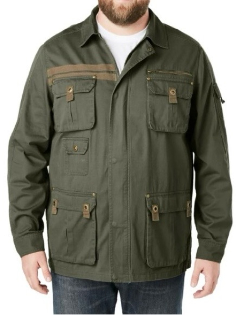 Boulder Creek Olive Military Field Jacket with Utility Pockets - Picture 2 of 14
